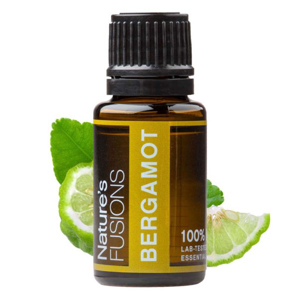 bergamot essential oil 15 ml bottle with fruit