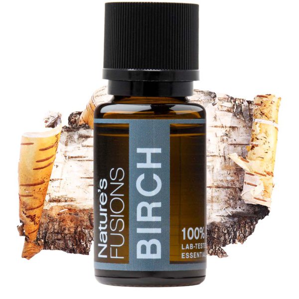 birch essential oil 15 ml bottle with bark