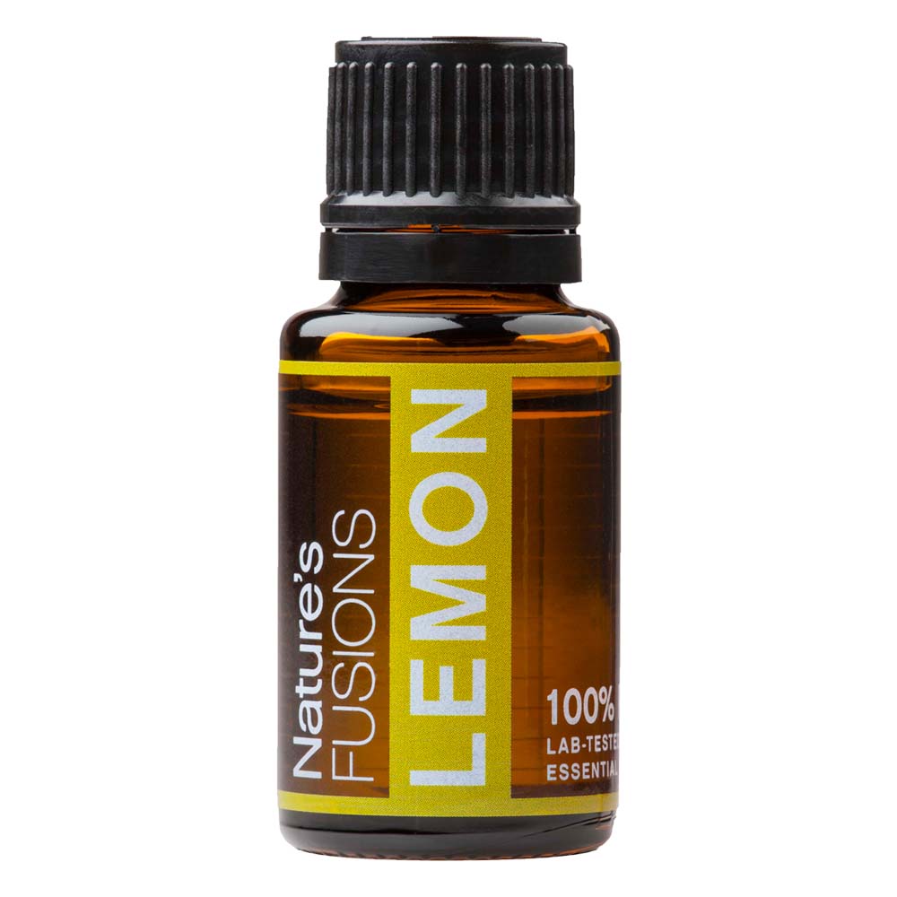 15 ml bottle lemon essential oil Nature's Fusions brand 100% pure