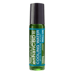 10 ml roll-on bottle of Cooling Water topical essential oil with THC-free hemp