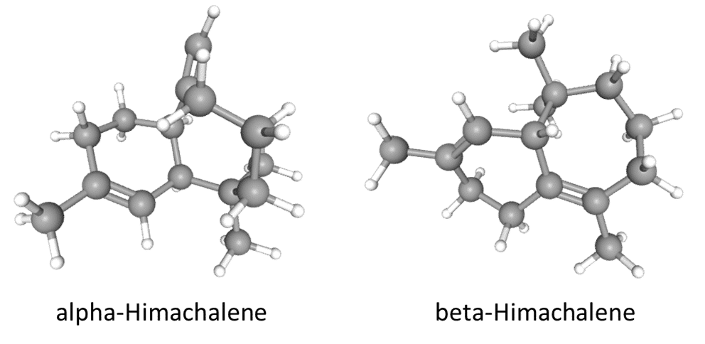 3D alpha-Himachalene and beta-Himachalene chemical structures