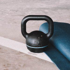 kettlebell and yoga mat