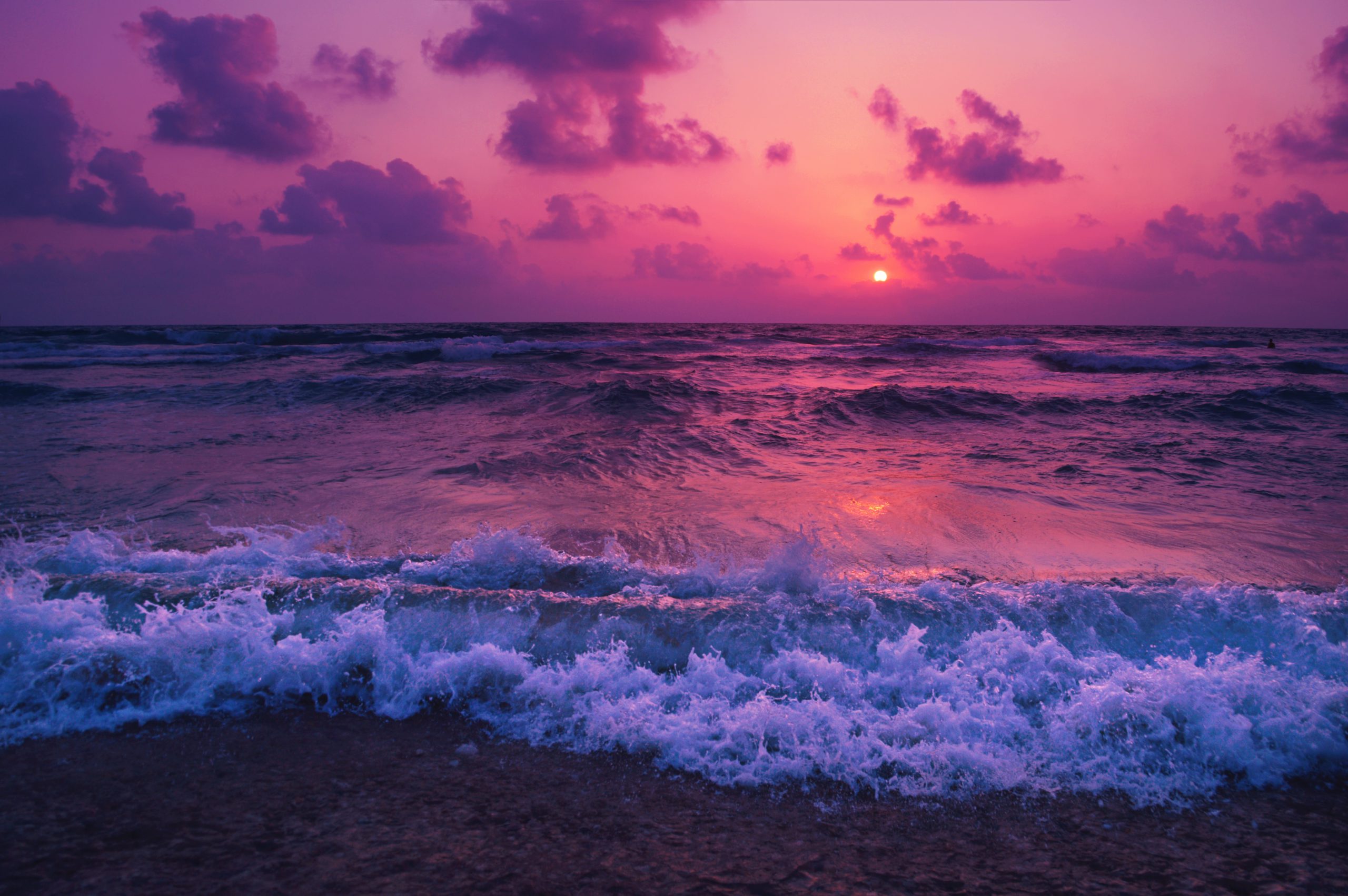 purple sunset at a beach
