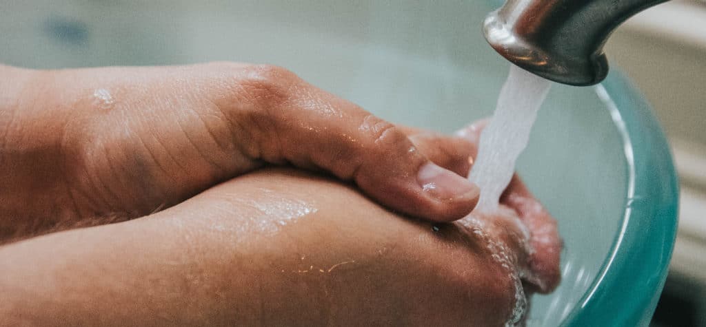 washing hands with water