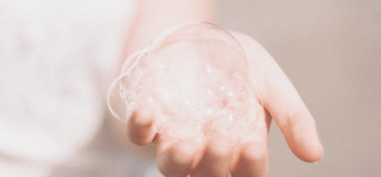 soap bubbles on hand