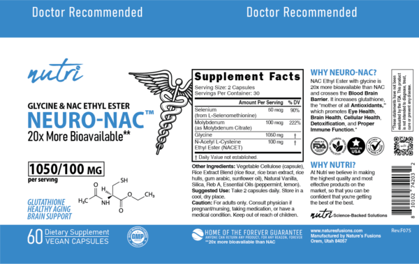 Nutri Neuro NAC 100/1050mg NAC Ethyl Ester + Glycine 60 count - Image 4