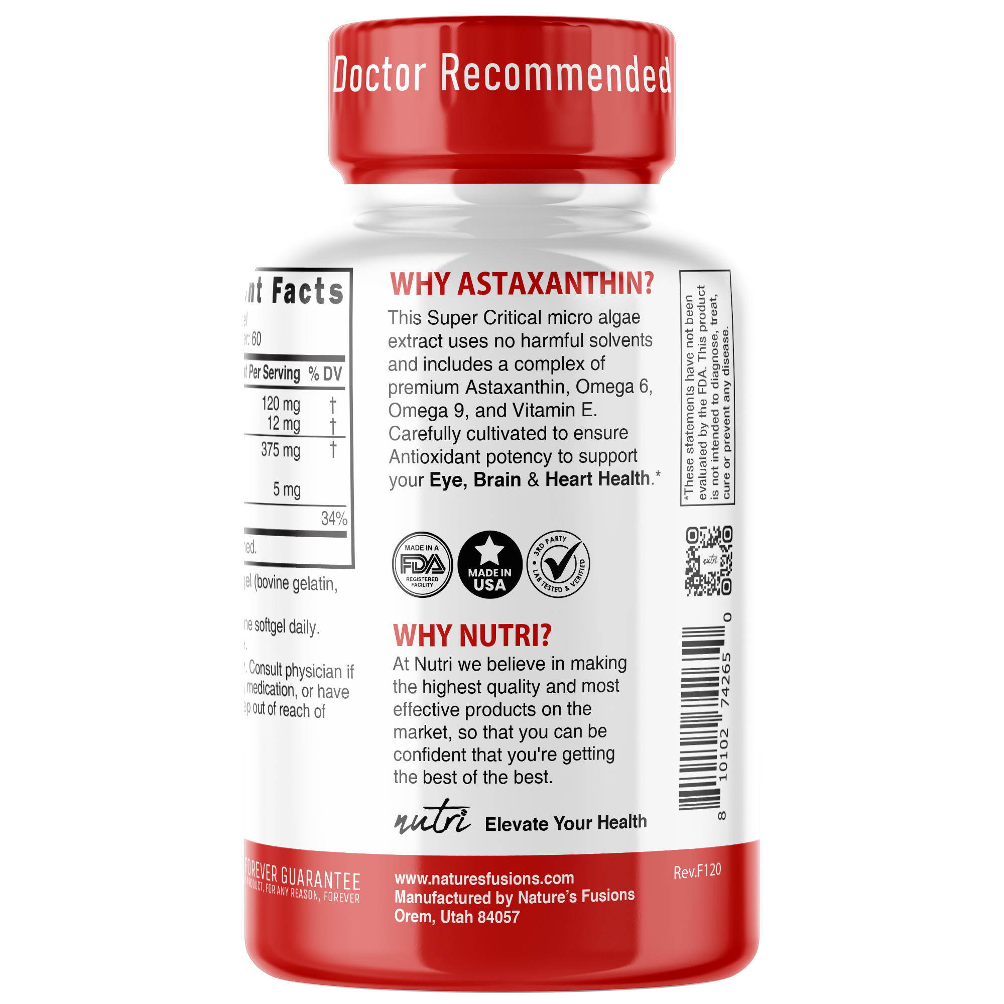 Nutri Astaxanthin Micro Algae Complex 12mg Max Strength - Premium Astaxanthin Supplement - 60 Softgels - Image 3