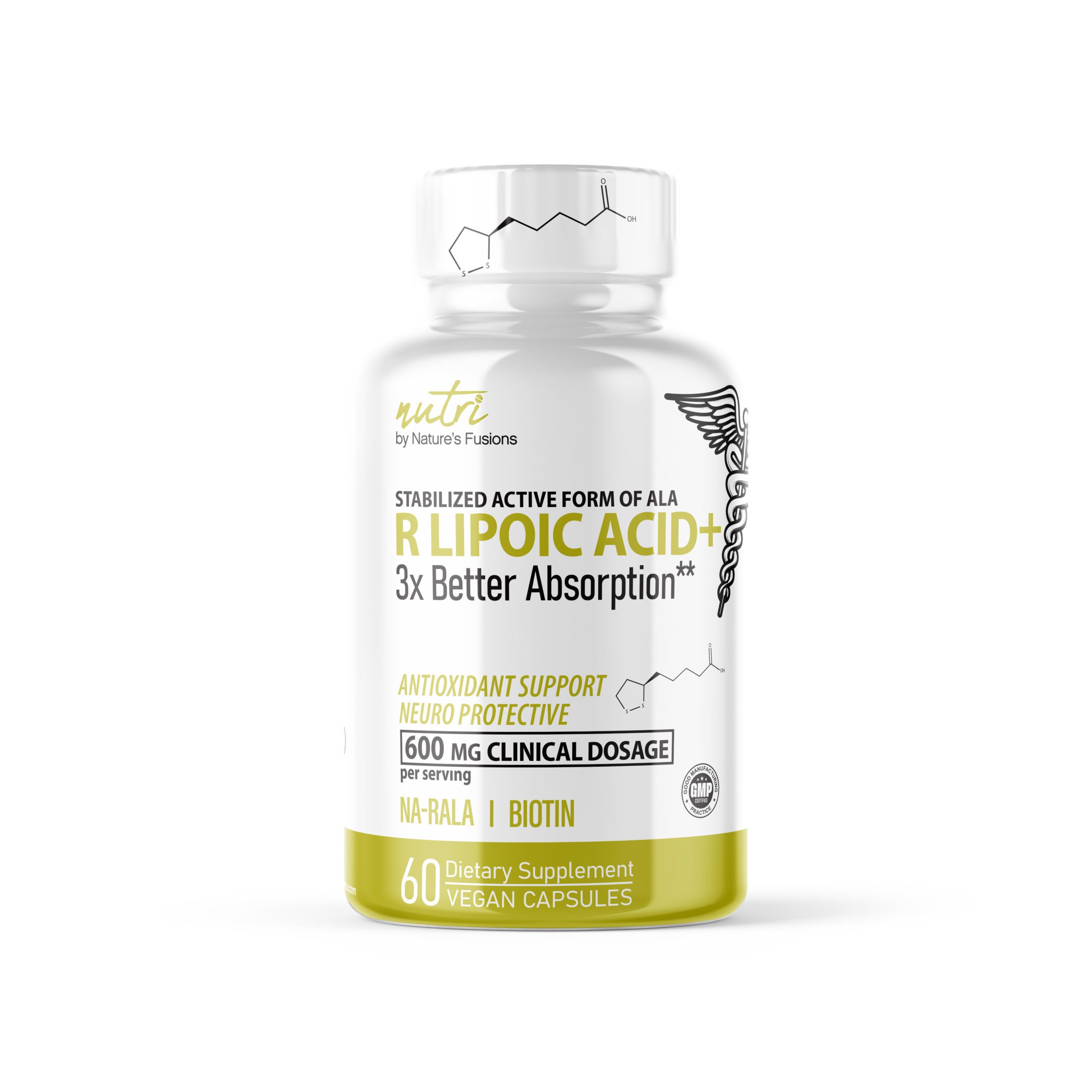 Nutri R Alpha Lipoic Acid 600mg Capsules with Biotin - 60 Vegan Capsules