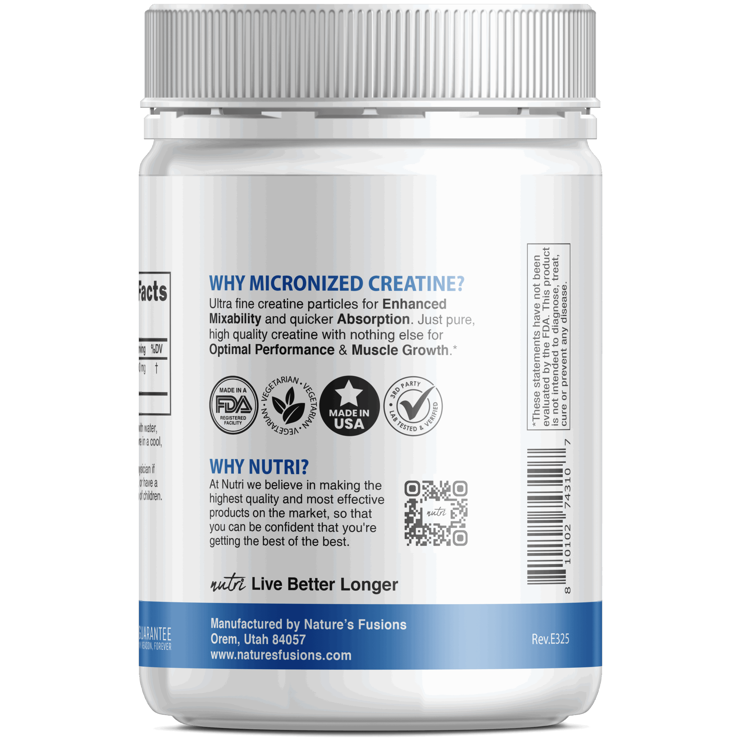 Nutri Creatine 5000 mg Unflavored Powder - 500 g Tub - Image 3