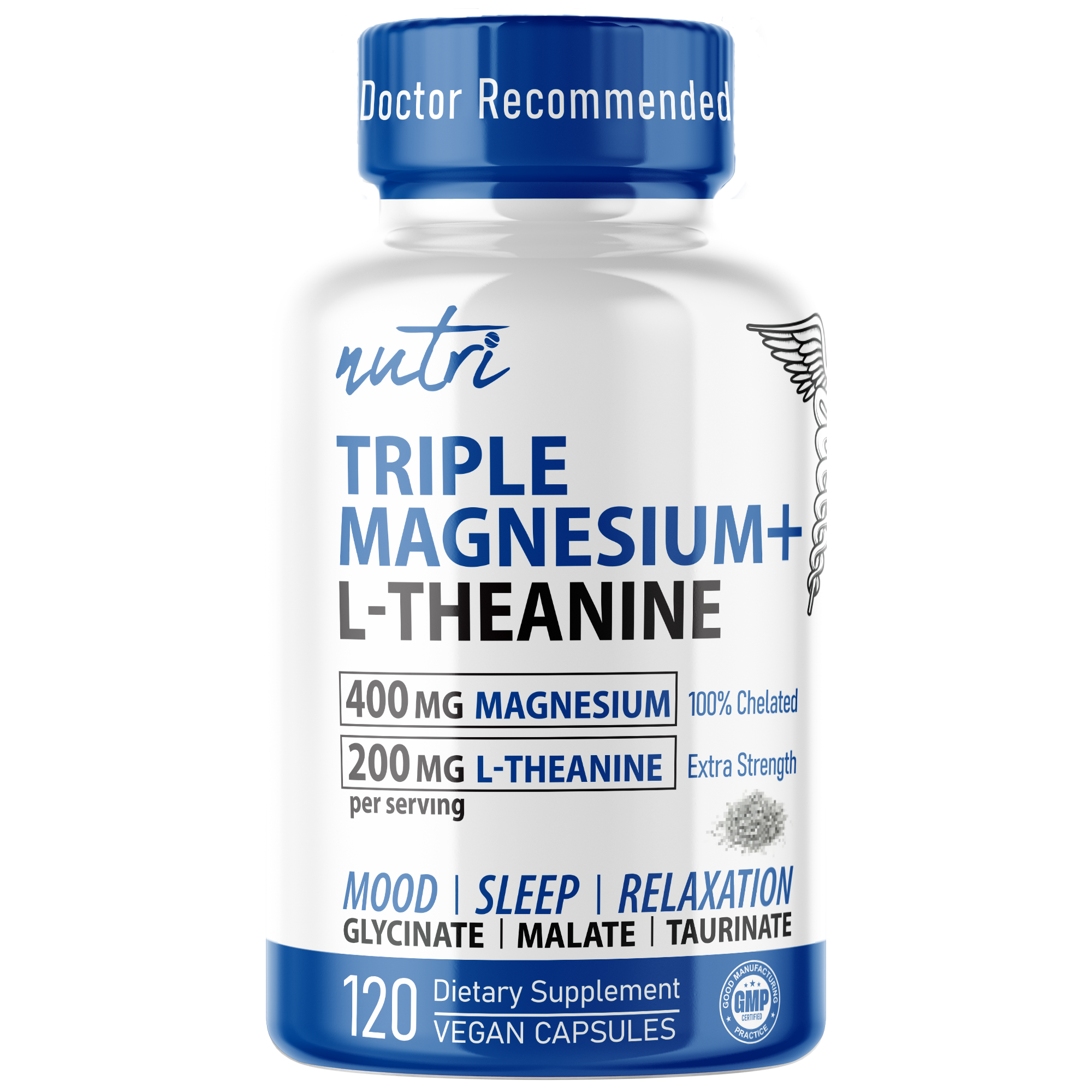Nutri Triple Magnesium w/ L-Theanine (Glycinate, Malate, Taurinate) 400/200 mg - 120 Count