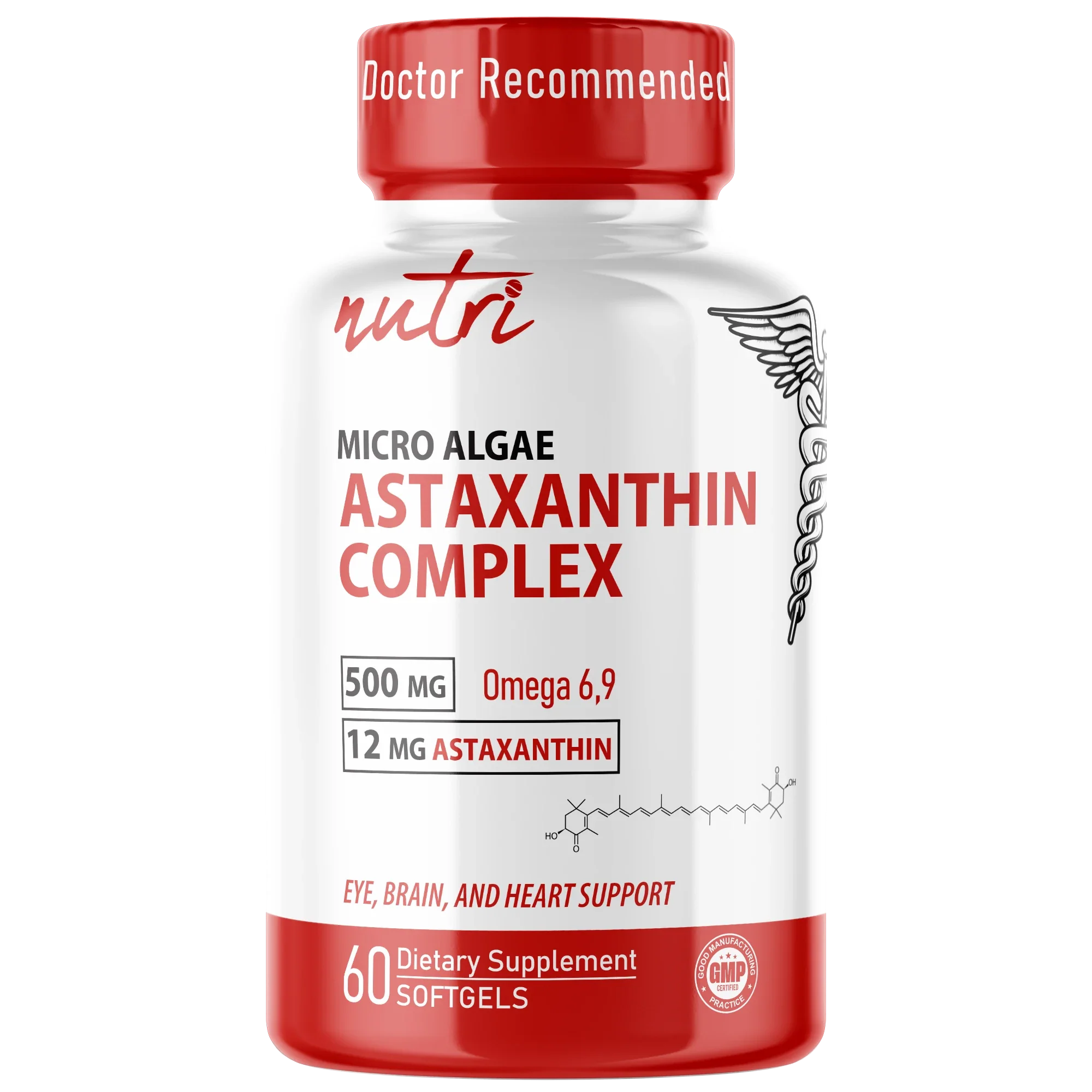 Nutri Astaxanthin Micro Algae Complex 12 mg (softgel) – 60 Count - front label