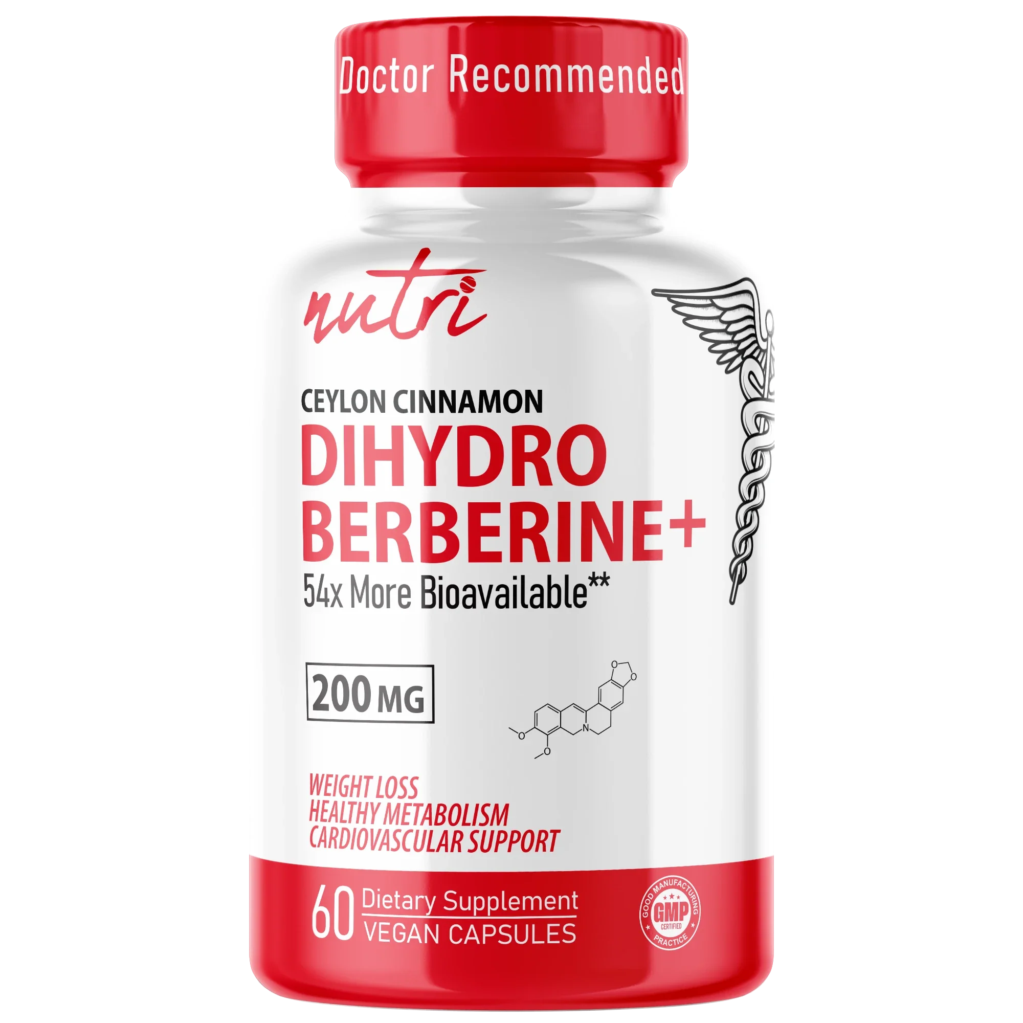 Nutri Dihydroberberine with Ceylon Cinnamon 200 mg – 60 Count - front label