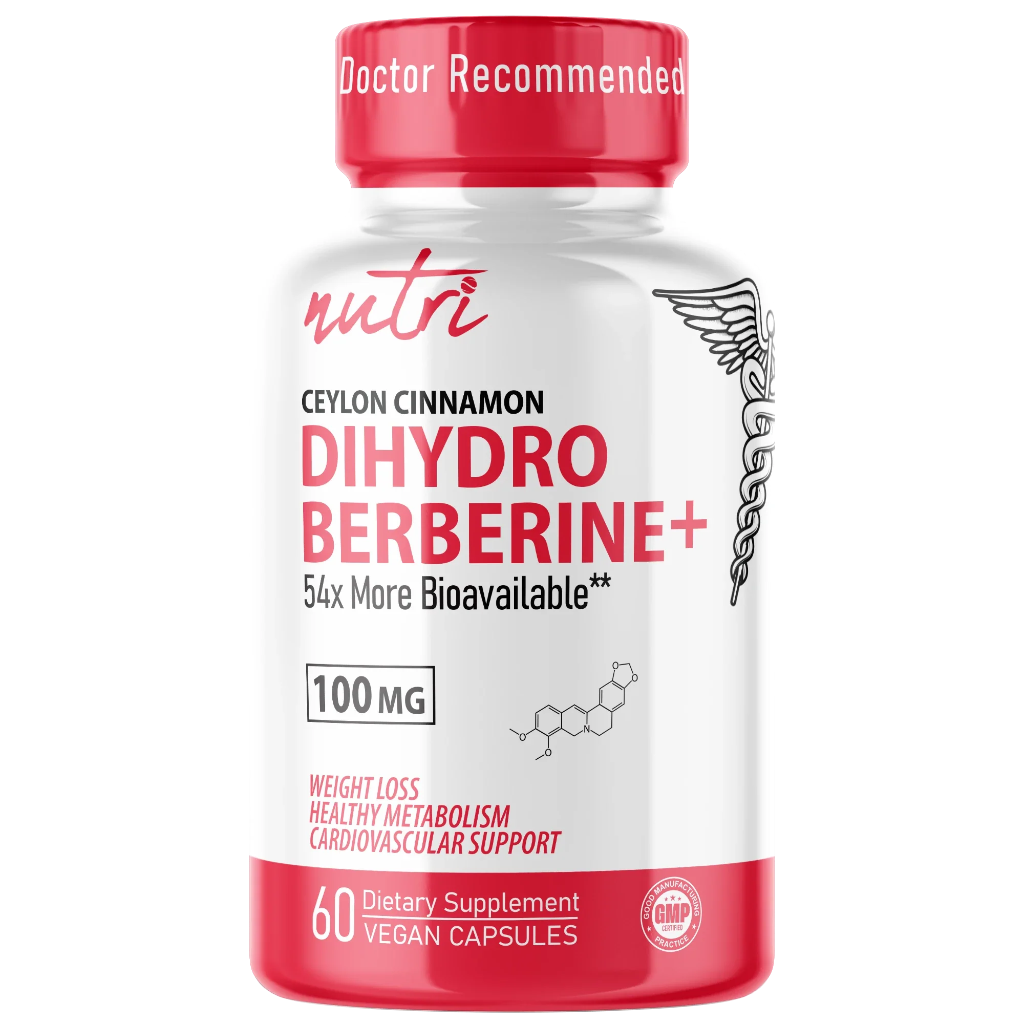 Nutri Dihydroberberine with Ceylon Cinnamon 100 mg – 60 Count - front label