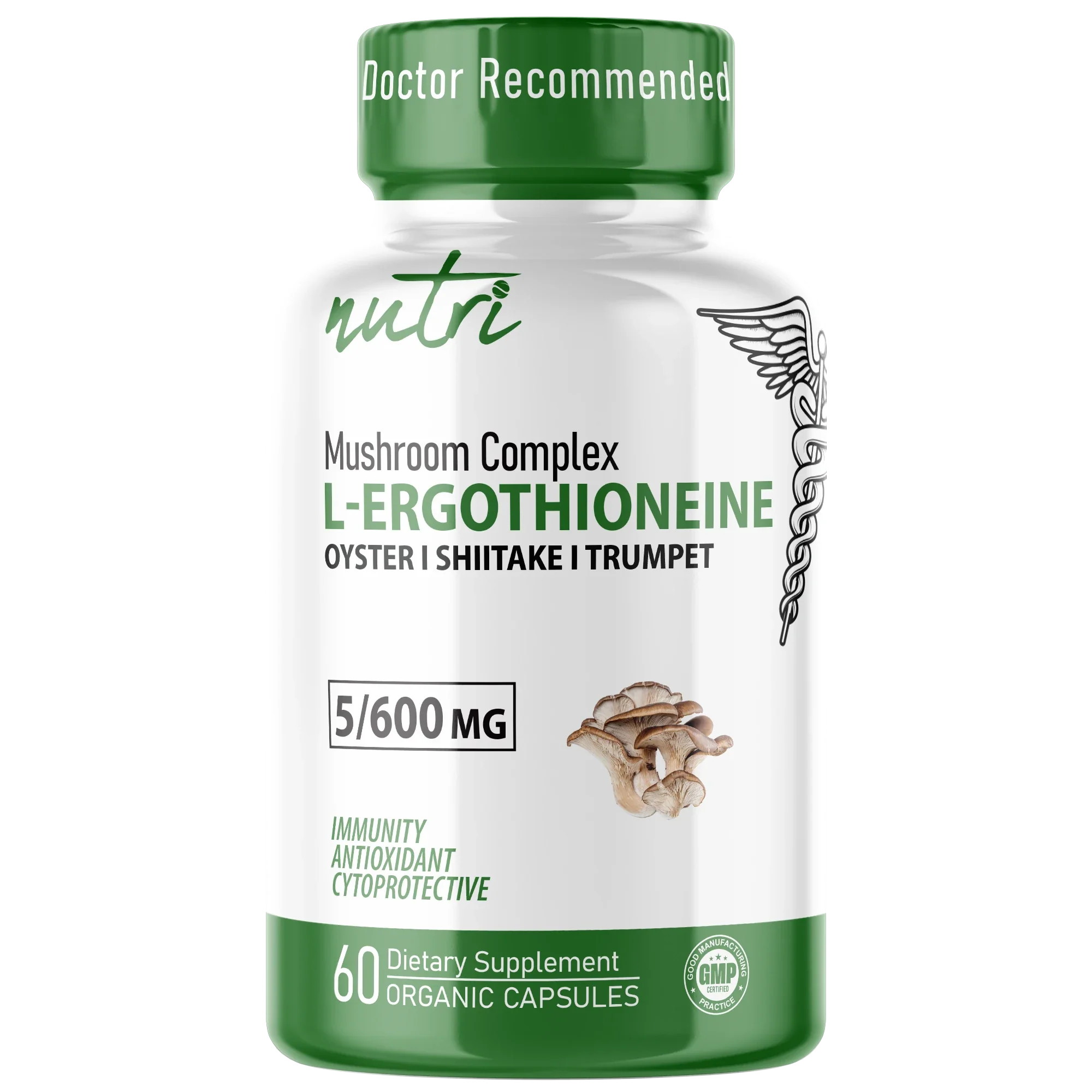 Nutri Ergothioneine Mushroom Complex 5/600 mg – 60 Count - front label