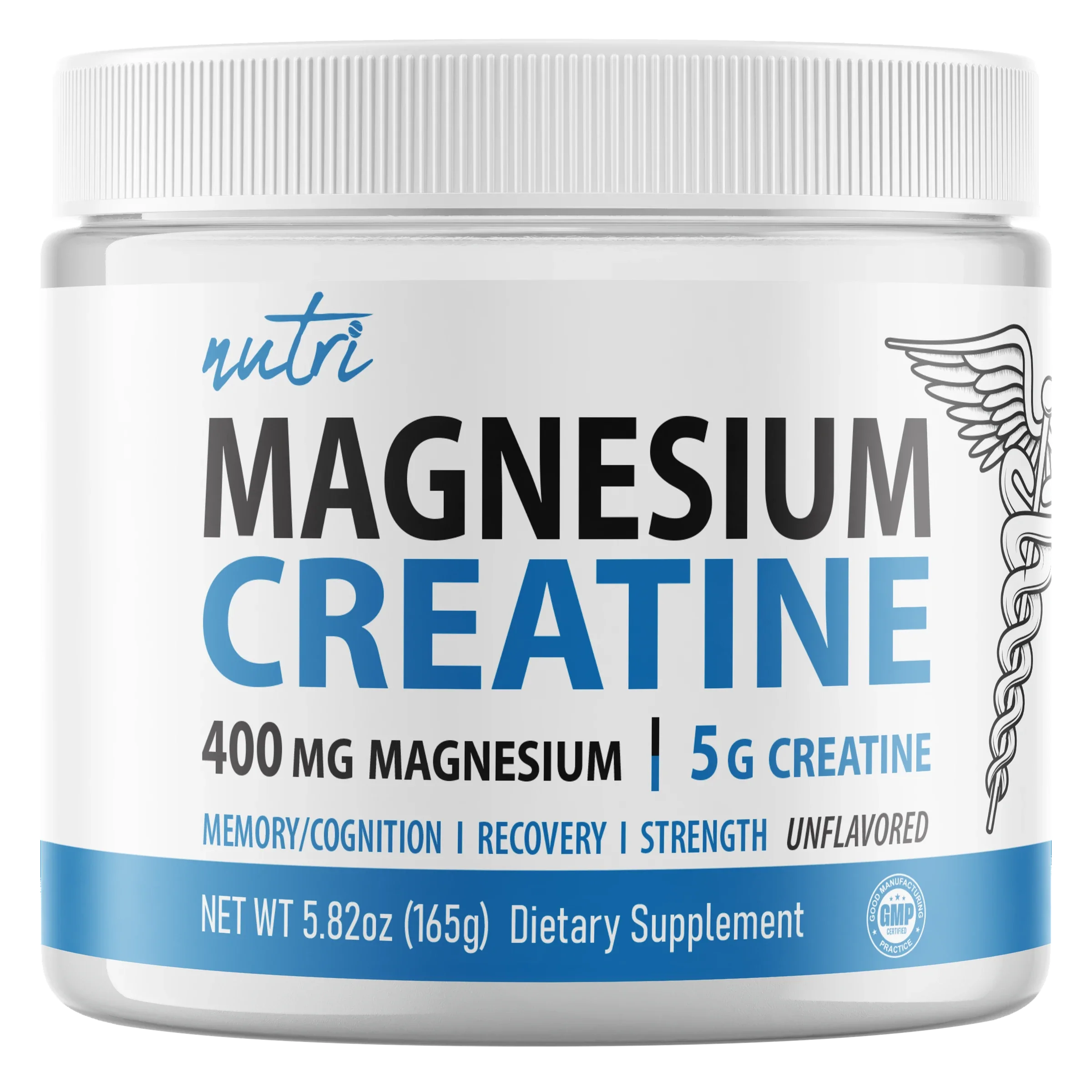 Nutri Magnesium Creatine 400 mg / 5 g Unflavored Powder – 165 g Tub - front label