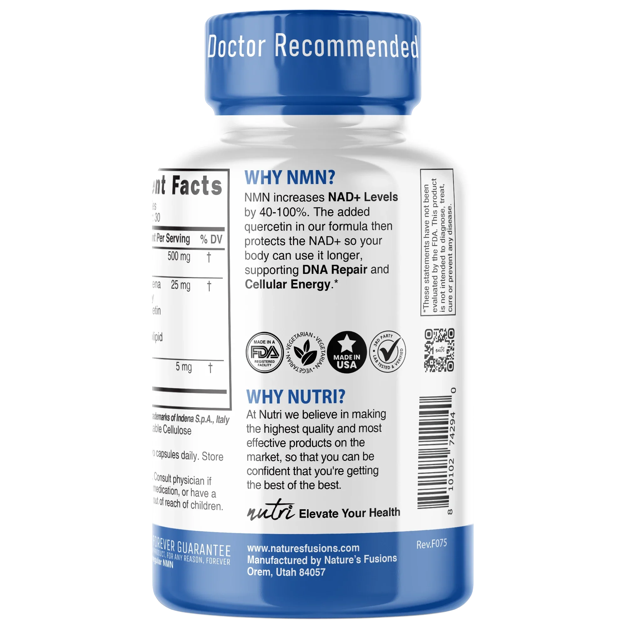 Nutri NMN 500 mg Extra Strength - 60 Count