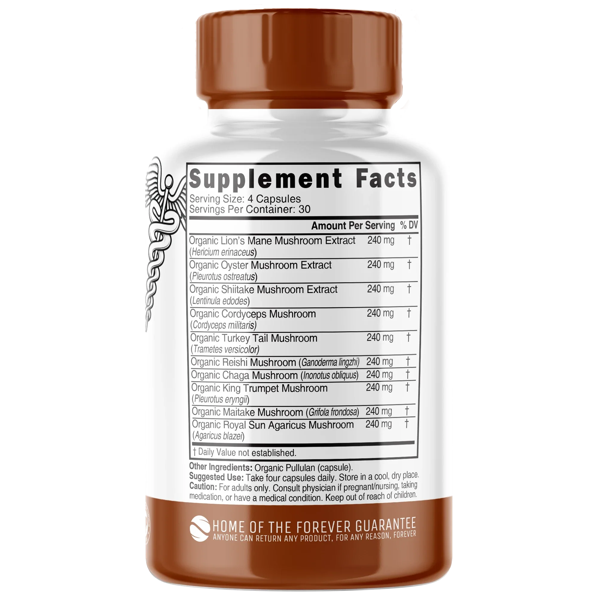 Nutri 10 Mushroom Organic 2400 mg – 120 Count - back label