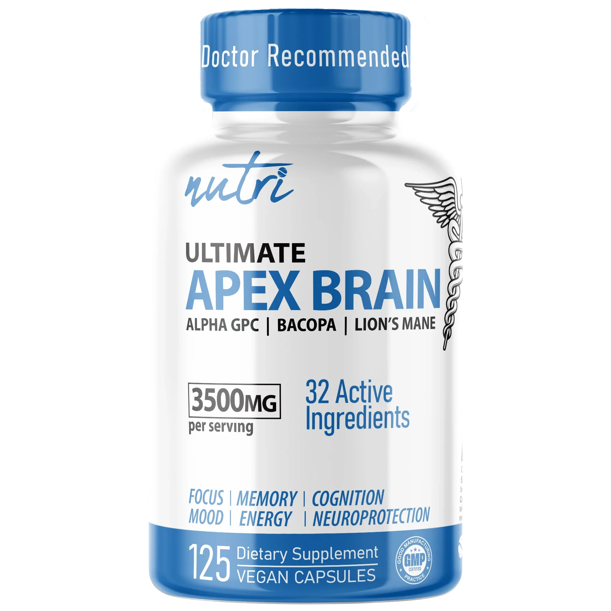 Nutri Apex Brain 3500 mg – 125 Count - front label
