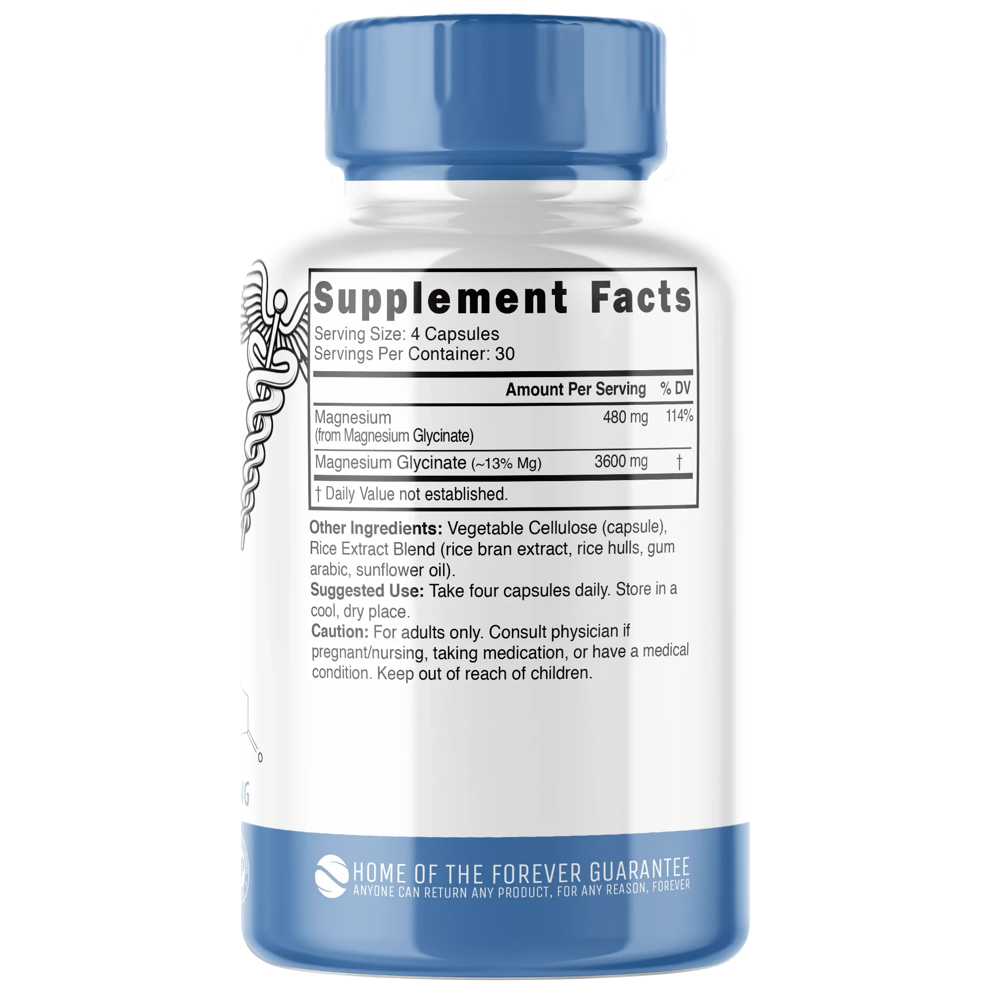 Nutri Magnesium Glycinate (High Absorption) 480 mg – 120 Count - back label