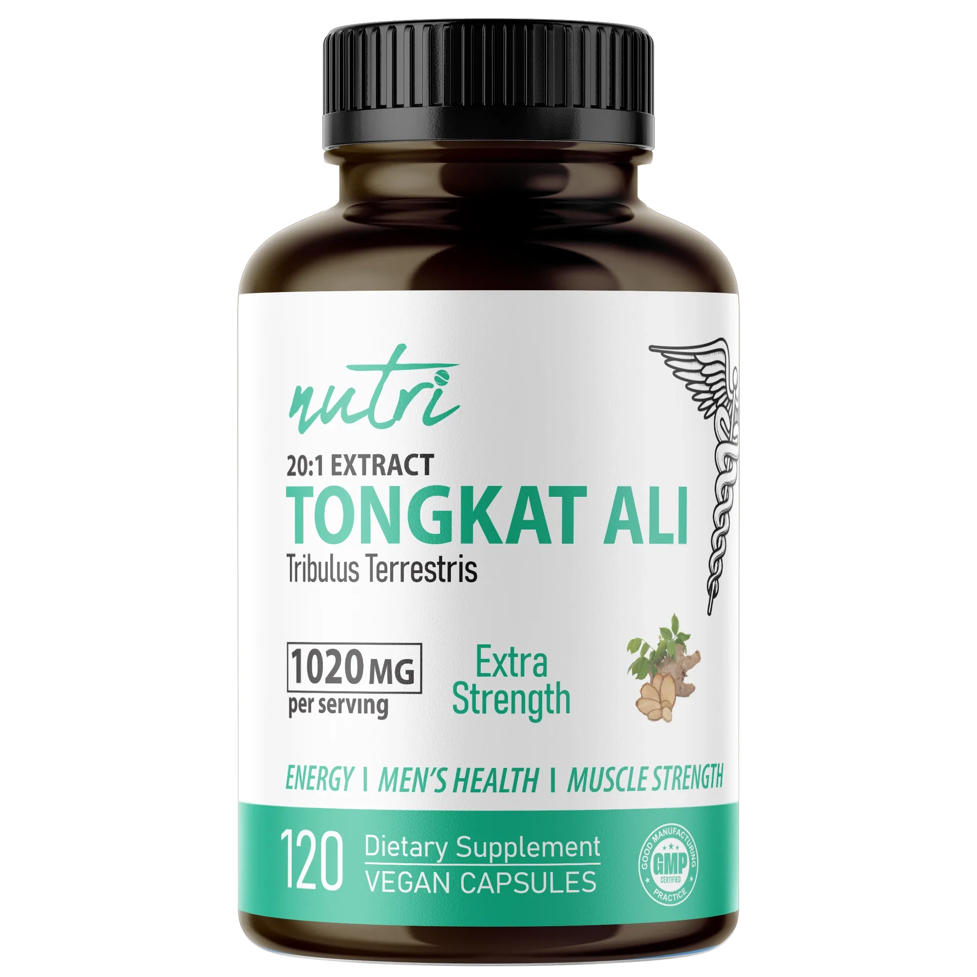 Nutri Tongkat Ali 1020 mg Extra Strength – 120 Count - front label
