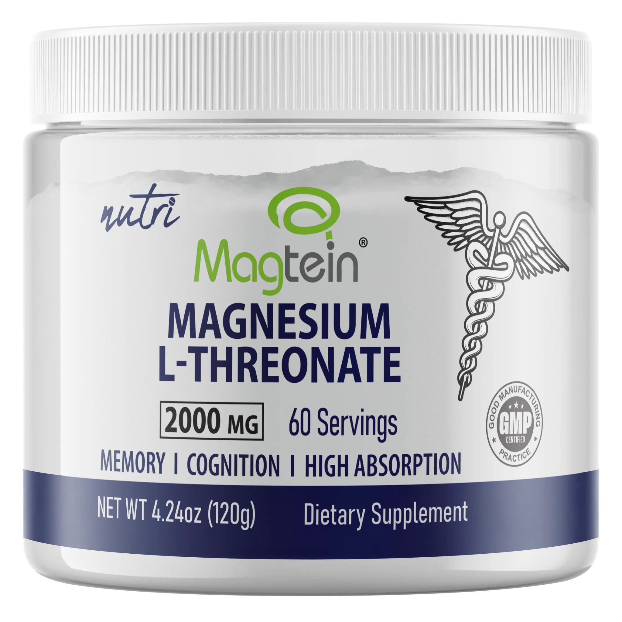 Nutri Magtein Magnesium L-Threonate 120 g tub front
