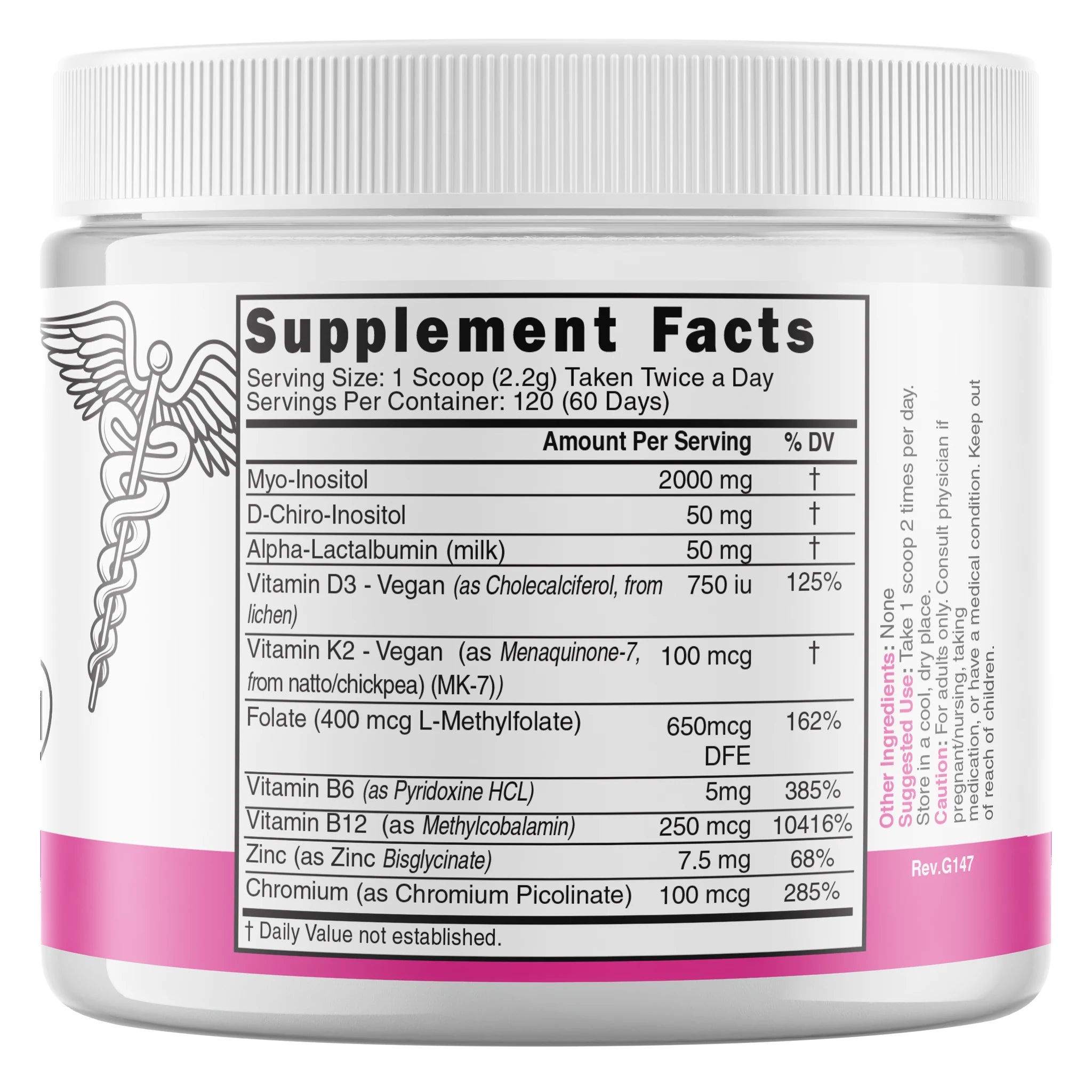 Nutri Myo & D-Chiro Inositol Plus Powder back label