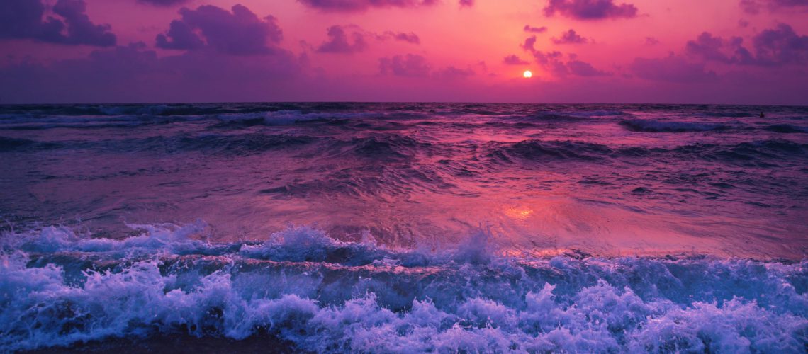 purple sunset at a beach